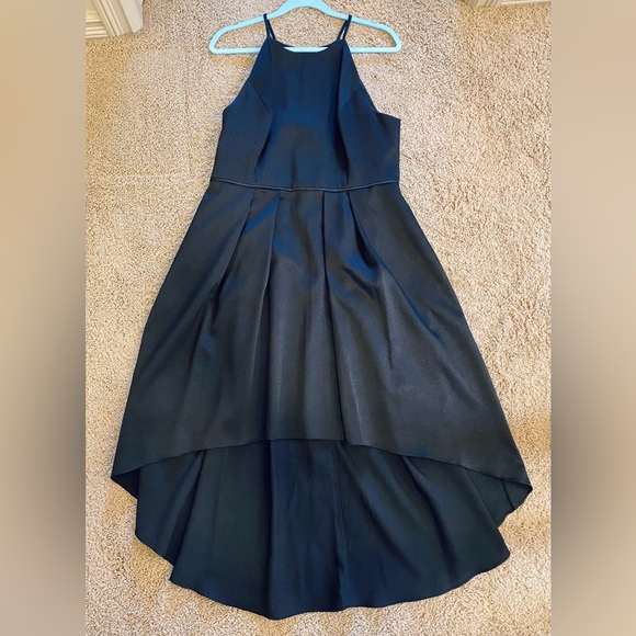 Aidan Mattox Black Hi Low Hem Halter Dress - Picture 3 of 7